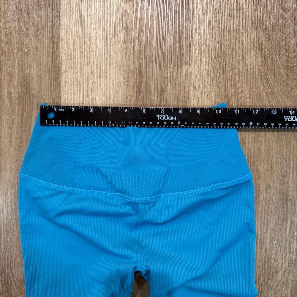Alo Yoga XS Mindful Movement‎ High Rise Ribbed Seamless Leggings Turquoise Blue